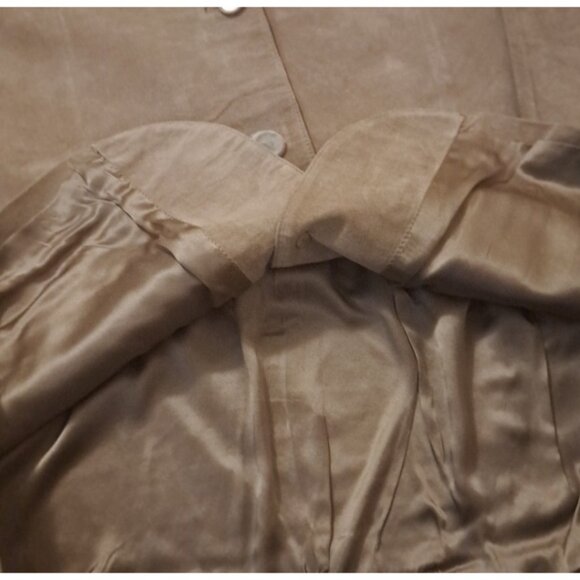 NEW Womens Vintage Wintersilks Blazer Jacket Suede Silk Lining NWOT Tan Large - Picture 5 of 6
